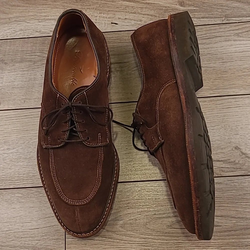 FACONNABLE USA Dark Brown Suede Leather Sz 9 D Lace Up Split Toe Mens Dress Shoe